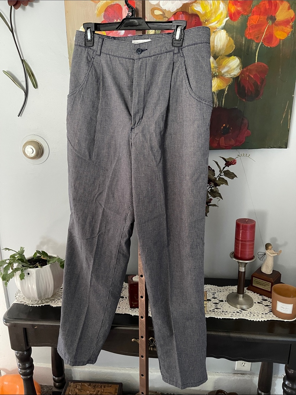 Vintage woman’s Classic Gray Micro-Check Dress Pants- Elizabeth by Liz